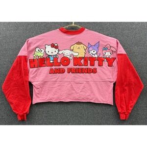 Hello Kitty Spirit Jersey‎ Adult Medium Pink Cropped Shirt Top Universal Studios